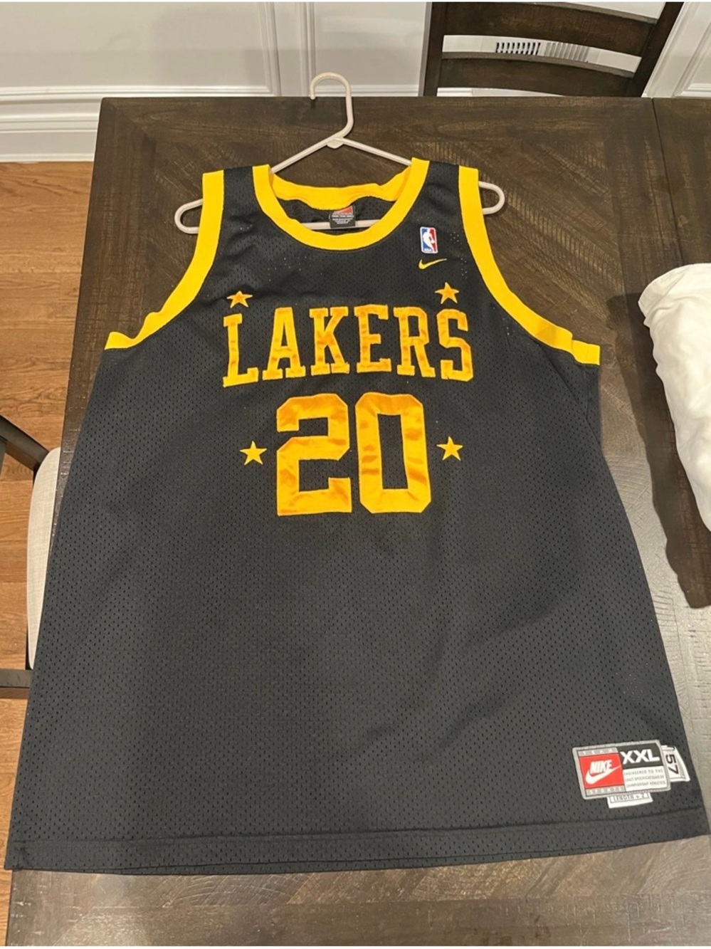 Vintage Nike Team Gary Payton #20 Los Angeles Lakers Jersey Black Size XXL ‘57